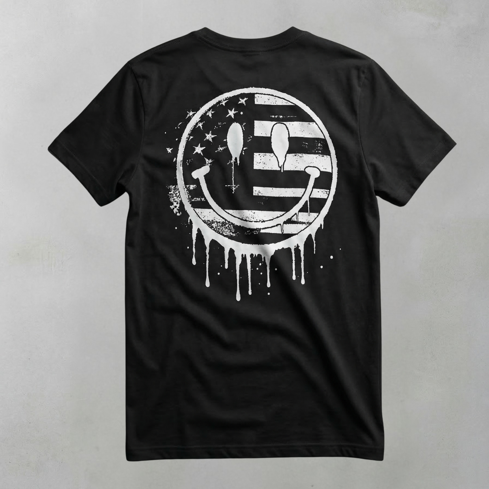 BLACK WIDEOPEN DRIP SMILEY T-SHIRT